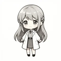 cloud biologist chibi princess. decal by award - winning mangaka, heavily stylized, muted palette, ink sketch, b & w, white background