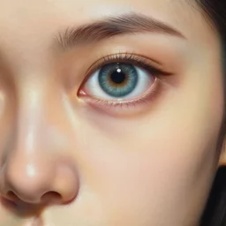 one-eyed fantasy humanoid concept art with one huge eye in the center of the forehead and with smooth skin in place of the nose. Without the nose. Extremely high detail, details, realistic, fantasy art, solo, masterpiece, portrait painting, saturated colors, art by Arthur Rackham, Dariusz Zawadzki, Muzinabu