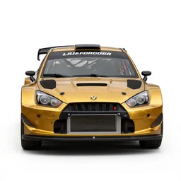 gilded rally car, studio product photography, isolated on a pure white background, centered, entire object in frame, sharp focus, soft studio lighting