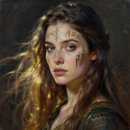 Runic beauty of the beautiful face young mortal woman, dynamic lighting, cinematic, establishing shot, extremely high detail, shining, photo realistic, cinematic lighting, intricate line drawings, 8k resolution, oil painting on canvas