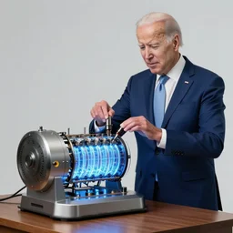 a photo of joe biden inventing an infinite energy machine