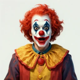 portrait of a surprised clown, concept art, digital art, highly detailed
