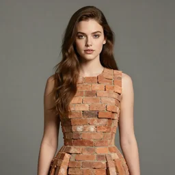 portrait of julia fox wearing a dress made of bricks, realistic, digital art