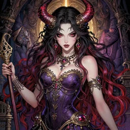 the portrait of chaotic evil fallen sensual colorful female necromancer overlord as absurdly beautiful, gorgeous, elegant, young gravure idol, an ultrafine hyperdetailed illustration by kim jung gi, detailed faces, intricate linework, octopath traveler, final fantasy, unreal engine 5 highly rendered, global illumination, radiant light, highly detailed and intricate environment