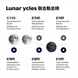 clean modern infographics, lunar cycles, factual information - c 1 0