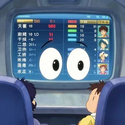 funny airplane with eyes watching a screen with flight information. moebius, miyazaki, yoshitaka amano, cartoon network