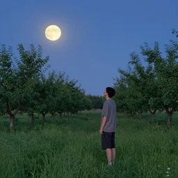 but tonight he is alive and in the north field with his mother. it is a perfect summer evening : the moon rising over the orchard, the wind in the grass. and as he stares into the sky, there are twice as many stars as usual. rhads. repin. ruan jia.
