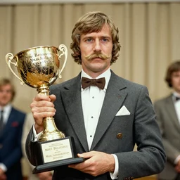 winner of most beautiful moustache competition 1971, high quality, world championship