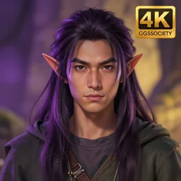 A professional digital portrait painting of a D&D druid, painted by Hayao Miyazaki, 4k, digital art, trending on cgsociety, highly detailed, head and shoulders shot, shallow depth of field, purple and yellow lighting, professional lighting, airbrush,