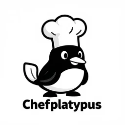 chef platypus, logo style, black and white