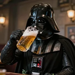 photo of Darth Vader drinking a beer