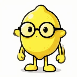 cartoon lemon head guy with glasses and no nose
