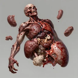 a mangled corpse with floating organs gorey bloody trending on artstation 4 k detailed digital painting sharp high detail