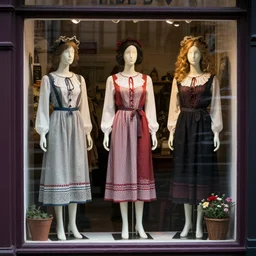 female mannequins in shop window. 1 9 5 9 s. folk horror