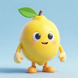 lemon character portrait, octane render