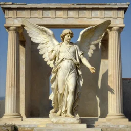 1 9 5 0 s boy angel in a classical temple in arcadia, art by wes hempel