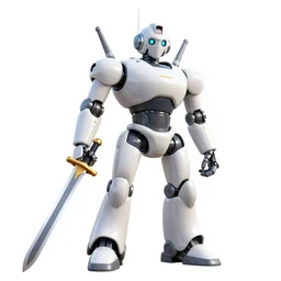 a robot holding a sword