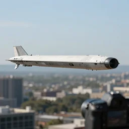 a paul chadeissen starship five miles long is hovering over a city, clear focus, bokeh effect, high res, hasselblad, dslr, professional, cinematic