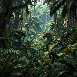«, dark jungle, far view, unreal engine 5, highly detailed, photorealistic, fantasy »