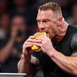 brock lesnar eating cheeseburger