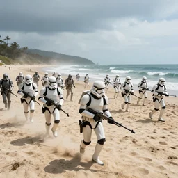 The D day landings but with star wars. The soldiers storming the beach are rebels from star wars and the soldiers defending the beach are stormtroopers from star wars. Epic, cinematic
