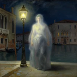 ghostly venice, lamplight by james whistler, by jean deville