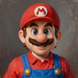 portrait of nick offerman as mario, realistic oil painting