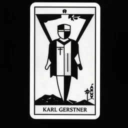 geometric the heirophant tarot card by karl gerstner, minimal, black and white monochrome, bordered, centered, in frame, 8 k scan