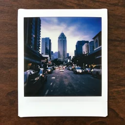 a polaroid photo of cyberpunk guatemala city with cyberpunk aesthetic