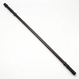picture of a single long dark modern ninja staff, sci - fi, fantasy, futuristic, close shot, single long stick, white background