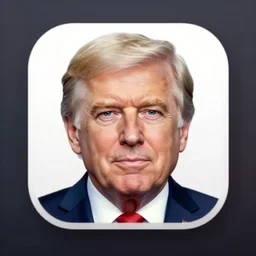 kitschy app icon of a caricatured face of a politician,