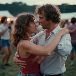 photorealistic documentary style close macro up cinematography of romatic couples dancing at the 1 9 9 9 woodstock festival shot on film with a angenieux 1 2 - 1 2 0 mm zoom lens shot at dusk by cinematographers, malcolm hart, don lenzer, michael margetts, david myers, richard pearce, michael wadleigh