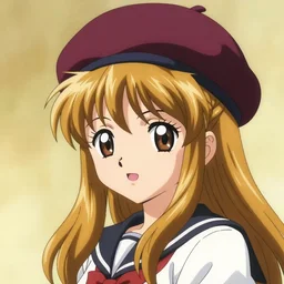 anime girl with very large beret, cel - shading, 2 0 0 1 anime, flcl, jet set radio future, golden hour, underground facility, underground tunnel, pipes, rollerbladers, rollerskaters, cel - shaded, jsrf, strong shadows, vivid hues, y 2 k aesthetic
