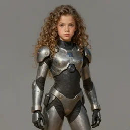 portrait of a girl by simon bisley, mixture between doutzen kroes and gigi hadid, she is about 2 5 years old, long curly hair, very tall and slender, she is wearing a battle mech suit, highly detailed portrait, digital painting, artstation, concept art, smooth, sharp foccus ilustration, artstation hq