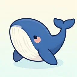 cartoon digital art of a whale, cute