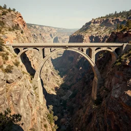 stone arches as a bridge on a highway interchange over a canyon, digital art, matte painting, 4k hd, octane render, artstationhq, unreal engine
