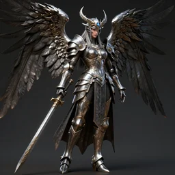 complex 3 d render hyper detailed ultra sharp of a beautiful ornate valkyrie angel of death gorgeous, d & d, medieval dark fantasy, battle armor, dynamic, octane render, 8 k, hd, art by takeshi obata & satoshi kon & artgerm & billelis & wlop