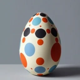 a patterned egg againt a plain background by rene magritte