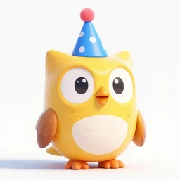 Duolingo owl in a party hat, 4k, 3d render