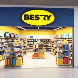 editorial illustration best buy store interior, colorful, octane render, vray, detailed, matte print, grainy light, ( ( dot shaded ) ), risograph, high contrast, screen print