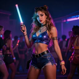 full body pose, hyperrealistic photograph of a beautiful rave woman, glowsticks, dim volumetric lighting, 8 k, octane beautifully detailed render, extremely hyper detailed, intricate, epic composition, cinematic lighting, masterpiece, trending on artstation, very very detailed, stunning, hdr, smooth, sharp focus, high resolution, award, winning photo, dslr, 5 0 mm