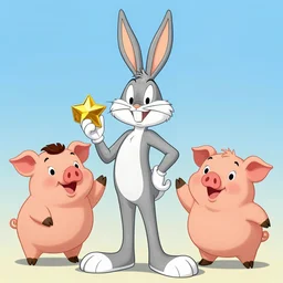 bugs bunny, daffy, porky pig, soviet propaganda style,