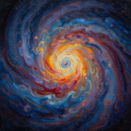 oil painting highly convoluted colours swirling spacetime photorealistic octane render raytracing