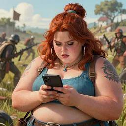 cringe obese feminist typing a tweet, battlefield, highly detailed, photoreal, sharp focus, illustration, gross, colorful, trending on artstation, cinematic, artwork by wlop