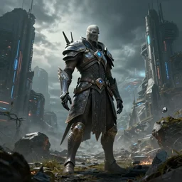 Ishgard in a cyberpunk setting, futuristic