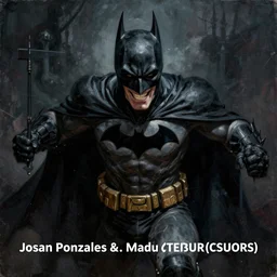 portrait painting of the batman who laughs, sharp focus, full figure action shot, award - winning, dark fantasy, eerie, the occult, trending on artstation, masterpiece, highly detailed, intricate. art by josan gonzales and moebius and deathburger