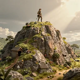 Robin Hood hill, detailed, concept art, low angle, high detail, warm lighting, volumetric, godrays, vivid, beautiful, trending on artstation, by Jordan grimmer, huge scene, grass, art greg rutkowski