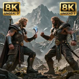 the god of the forge, resides in the mountains, in solitude, waiting, for his rematch, vs his eternal rival, epic confrontation, breathtaking, cinematic, dramatic, octane, arnold, physically based render, 8 k, uhd, unreal engine 5, award - winning movie