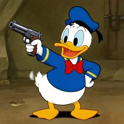 donald duck holding a gun, in saving private ryan