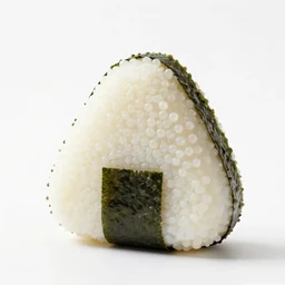 gothic onigiri, 8k product photo, isolated on a pure white background, centered, entire object in frame, sharp focus, soft studio lighting